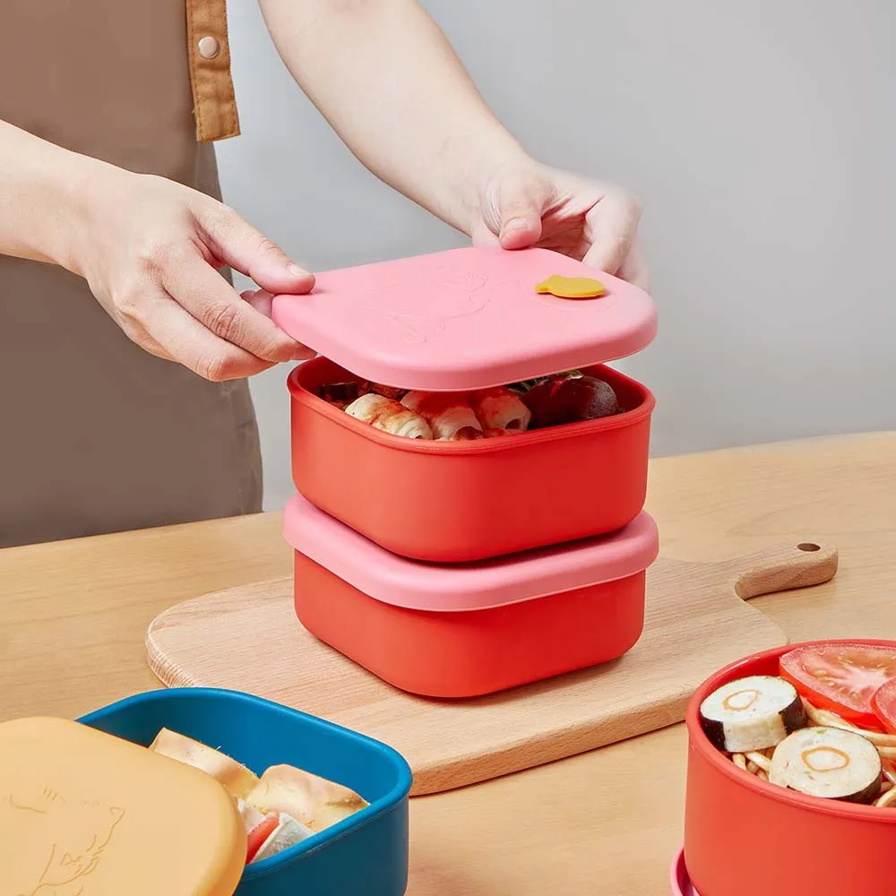 Imagem -03 - Lancheira de Silicone para Estudantes Bento Box Desenhos Animados Criativos e Fofos Caixa de Armazenamento e Preservação de Alimentos