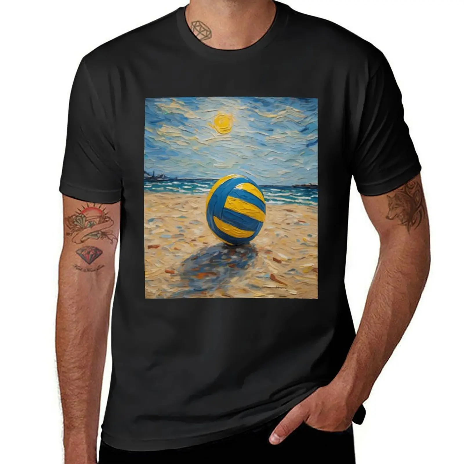 Beach Volleyball Ball on the Sandy Shore T-Shirt plain vintage mens tall t shirts