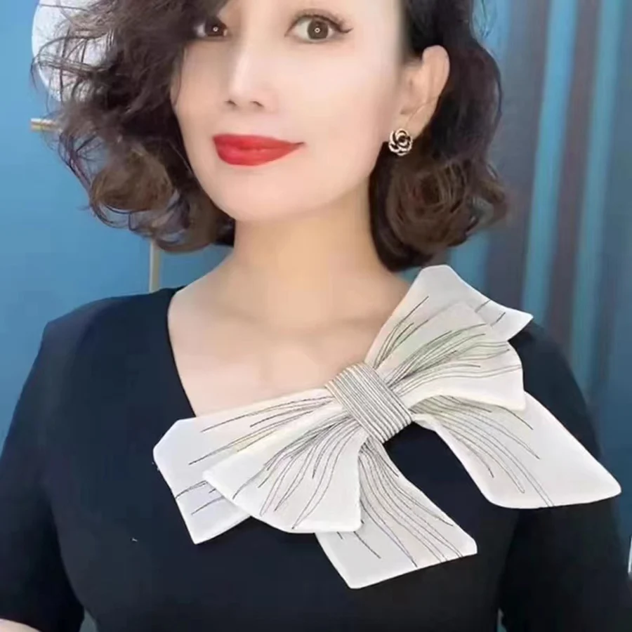 1Pc Big White Black Bow Patch Handmade Repair For Clothes Accessories 29*24cm