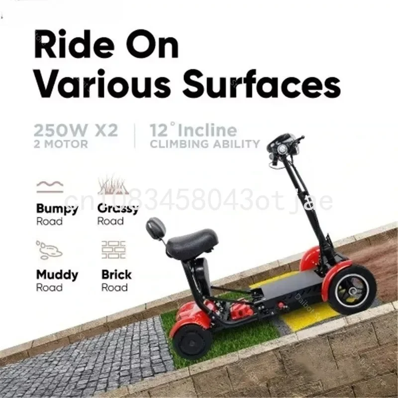 36V 500W Dual Motor Electric Scooter for Aldutos with Child Seats Three Speeds 4 Wheel Mobility Scooters