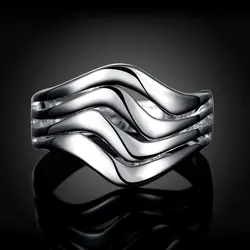 High quality charms 925 Sterling silver Water ripple Rings For Women Fashion Wedding Party Christmas gifts kpop Jewelry