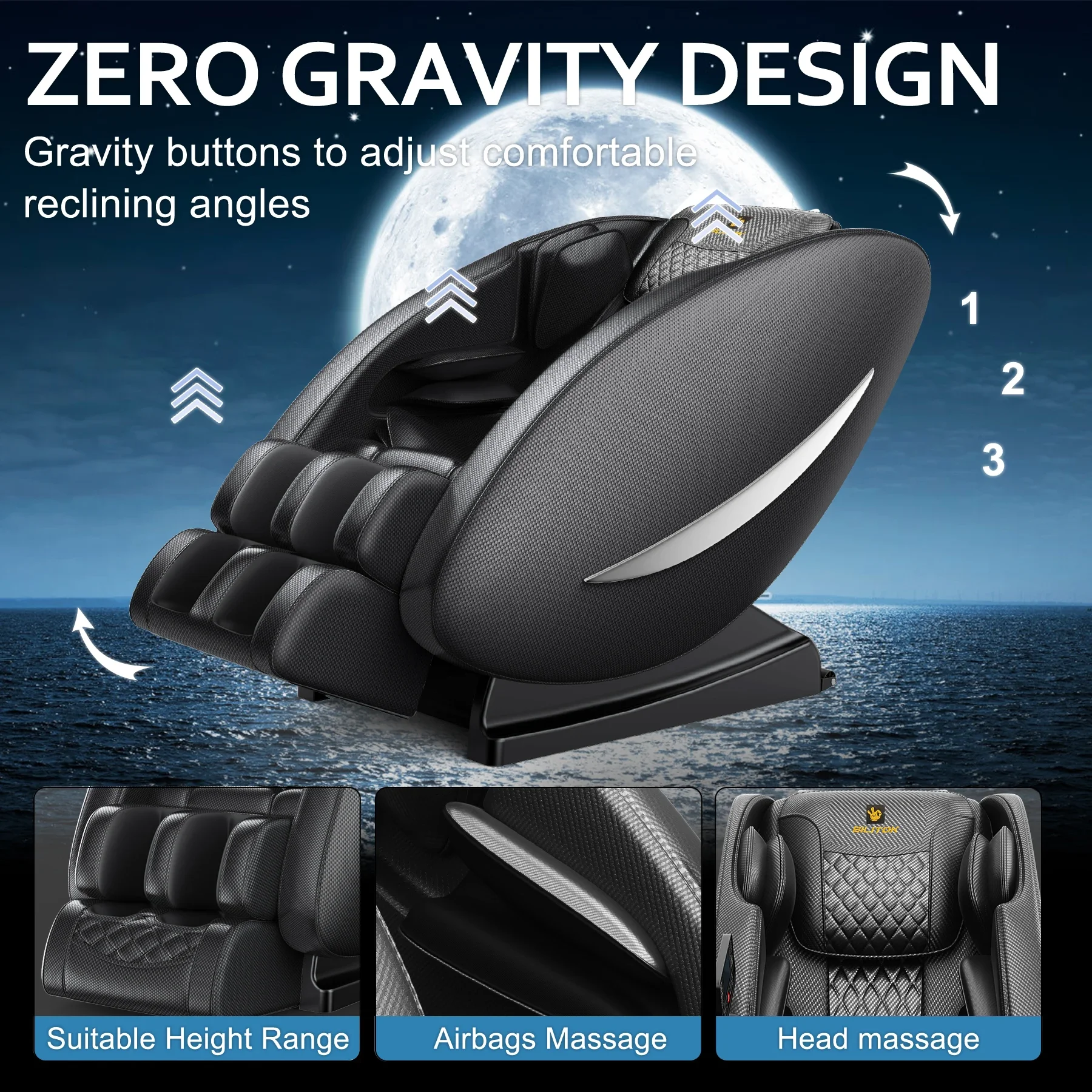 Fauteuil de massage inclinable avec zéro gravité