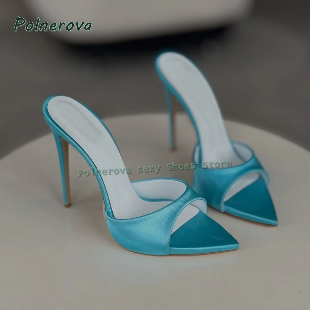

Women's Neon Color Block Pointed Toe Mule Heels Fluorescent Slip On Stiletto Sandals for Y2K Rave Party Streetwear 2026 Summer