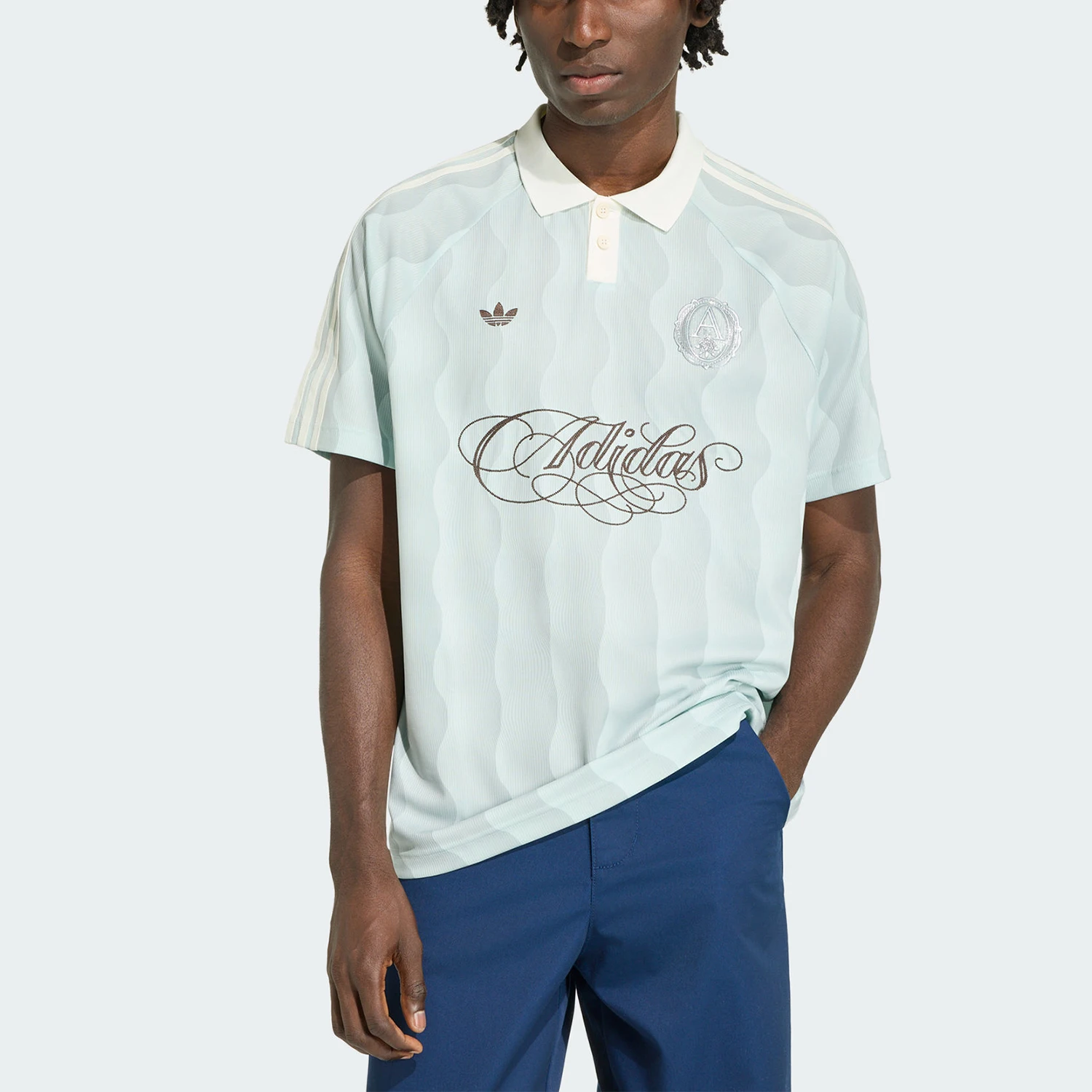 Adidas genuine JERSEY men's shirt with wave pattern short sleeved polo shirt KX1256