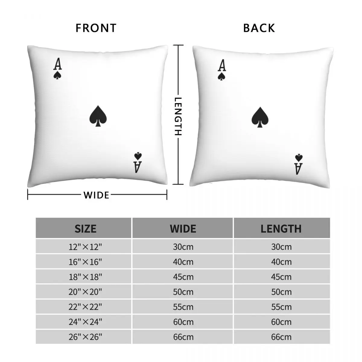 Ace Of Spades Square Pillowcase Polyester Linen Velvet Creative Zip Decor Pillow Case Sofa Seater Cushion Cover