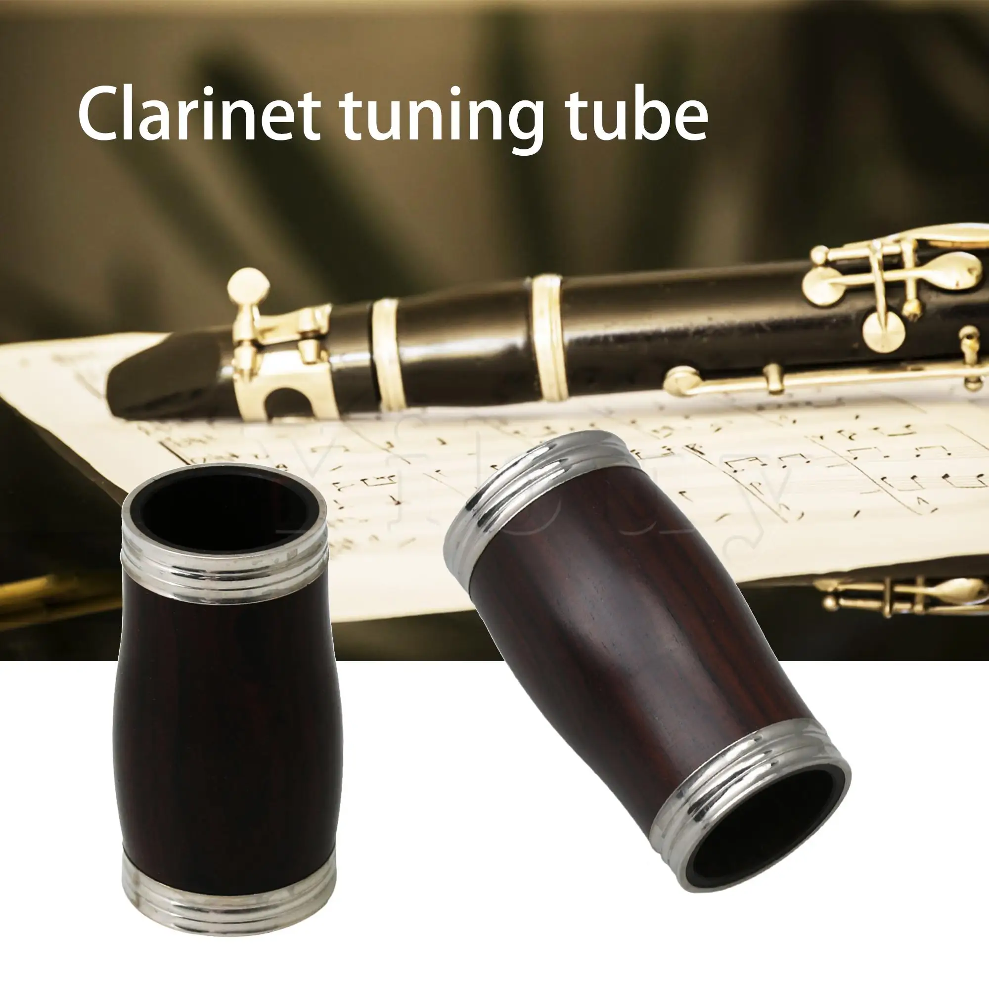 Yibuy 5 PCS w/Metal Ring Black Bb Ebony Wood Clarinet Barrel 60mm Length