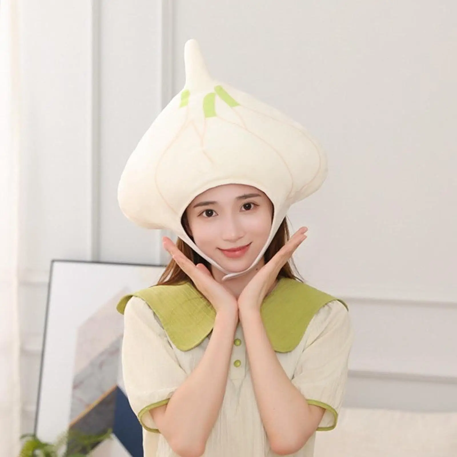Sombrero de ajo realista, bonito disfraz decorativo de verduras, disfraz de Cosplay para celebraciones, suministros para fiestas, regalos para festivales de Halloween