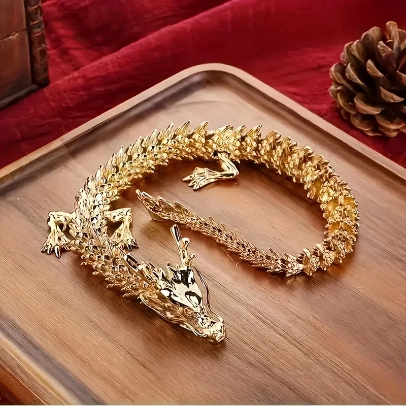 3D Dragon Statue Ornament Creative Brass Moveable Body Joints Lucky Dragon Figurines Home Office Room Decoration Gift
