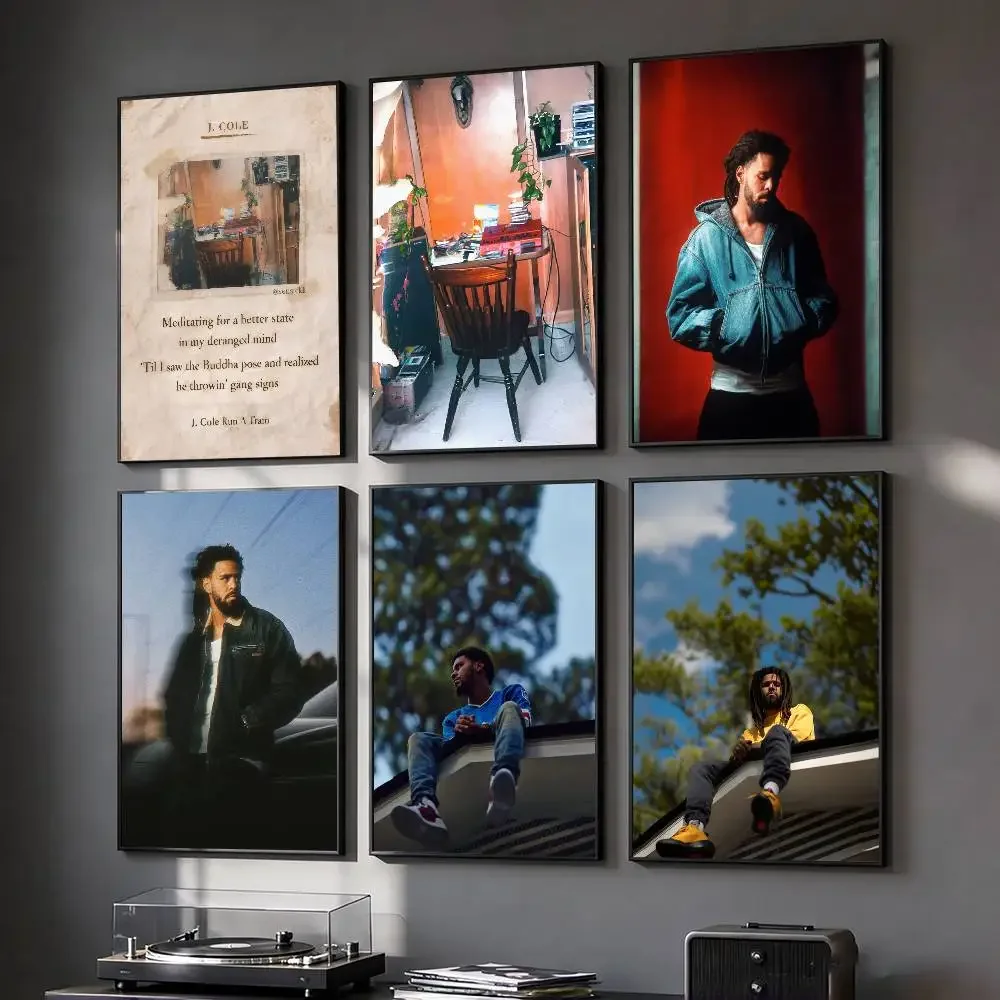 Singer J Cole The Fall-Off album Vintage Self-adhesive Art Poster Whitepaper Prints Posters Artwork Aesthetic Art Wall Painting