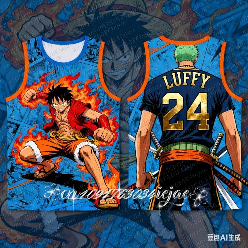 2026 Neue One Piece Special Edition Basketball-Trikot-Weste Luffy 3D-Druck Erwachsene Herren Basketball-Weste Kinder Atmungsaktives Sweatshirt