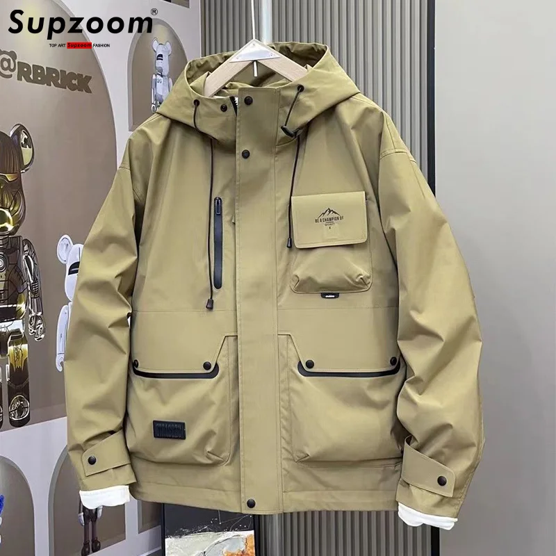 

Supzoom 2024 New Arrival Top Fashion Safari Style Autumn and Winter Hooded zipper Flimsy Casual Trend Couple Loose Coat Jacket