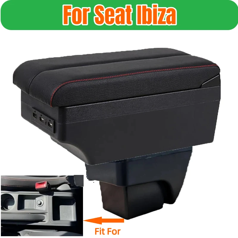 

Подлокотник для Seat Ibiza 2024, центральный ящик для хранения подлокотников, 7 портов USB, двойная скользящая панель, подстаканник, аксессуары для салона автомобиля