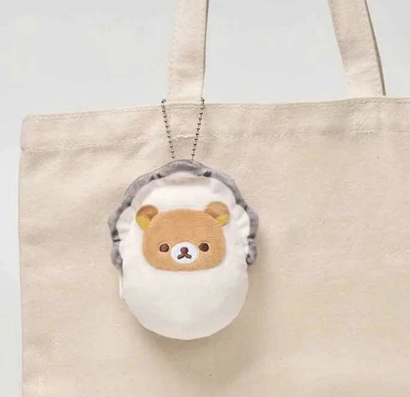 Rilakkuma Oyster Plush Keychain Mascot Charm Key Ring Kawaii Cute Coin Purse Wallet Women Coin Pouch Case Mini Storage Bag