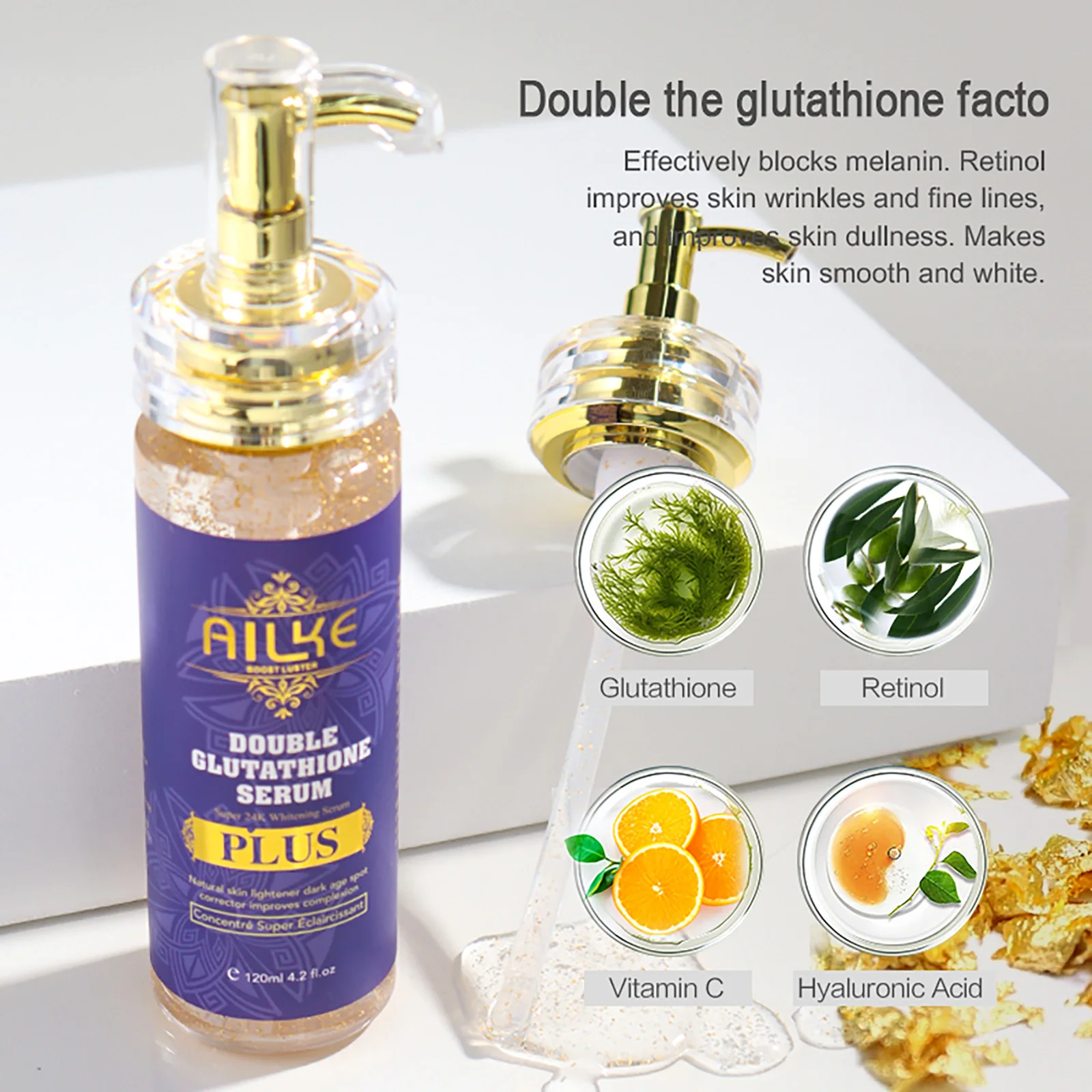 

AILKE Double Glutathione Serum and Body Lotion, Lightening, Improve Skin Radiant, Moisturizing, Hydrating, Smooth