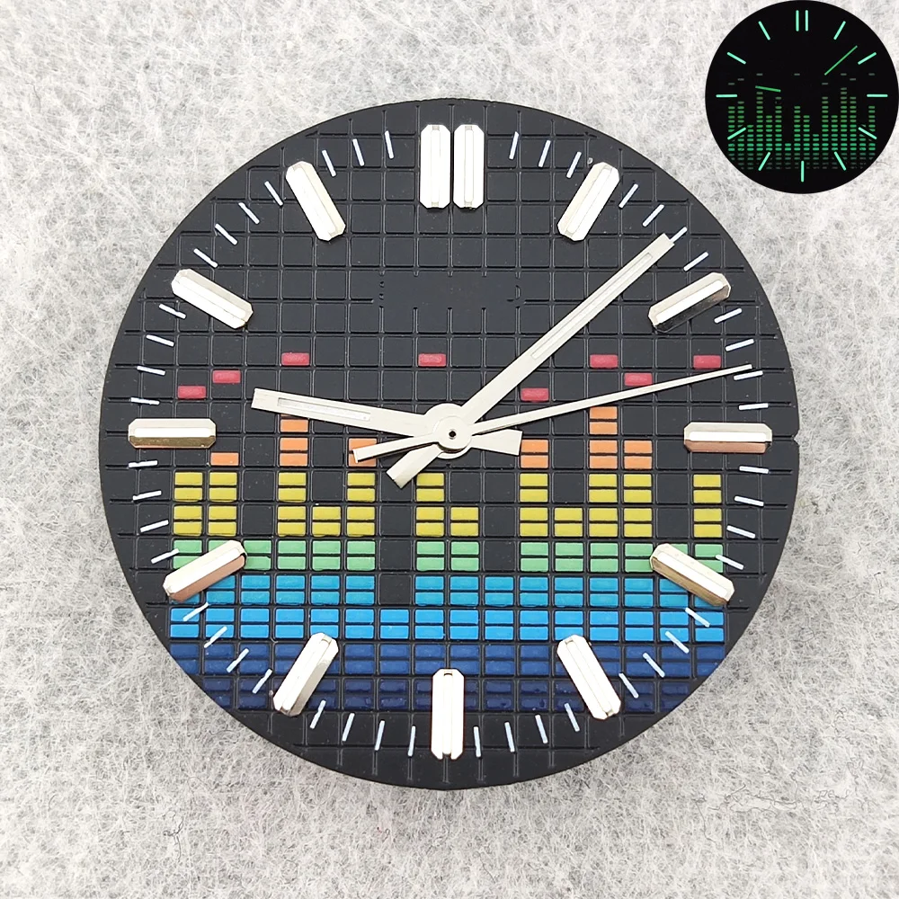28.5mm NH35 Dial Colorful Music Full Luminous Dial With Hands NH36 Dial Watch Accessories Fits NH35/NH36 Movement Custom Logo