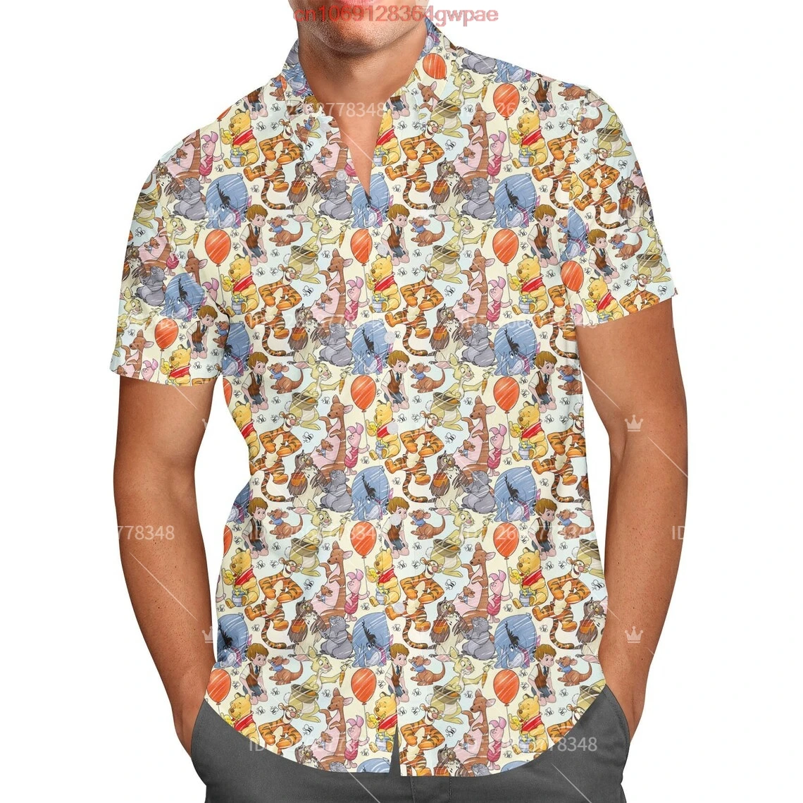 Winnie The Pooh Hawaiian shirt Disney Inspired Men's Button Down Short-Sleeved Shirt Fashion Beach Short Sleeve T-Shirt