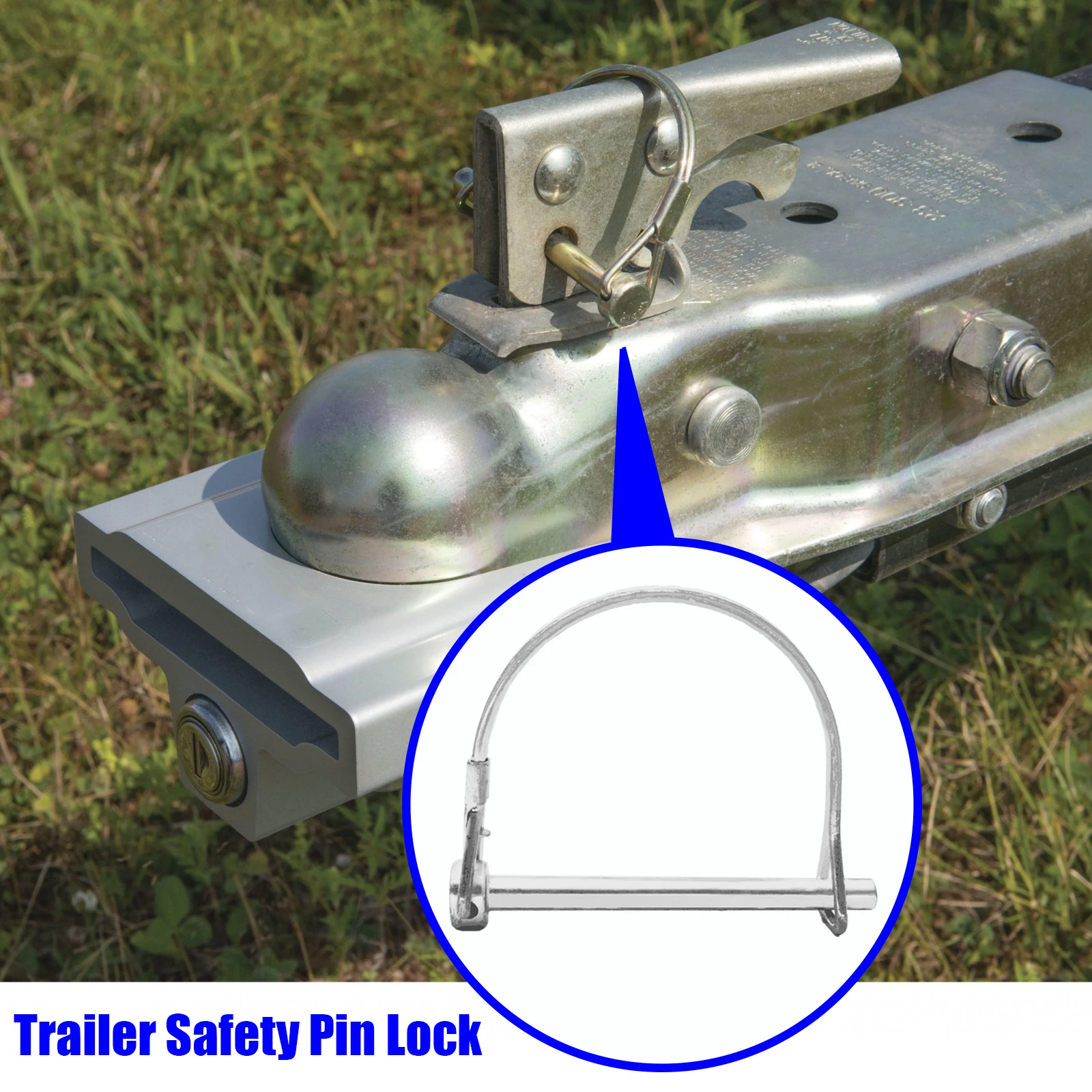 Trailer Coupler Safety Hitch Pin Lock D Shape Universal Heavy Duty Towing Hook 1/4Inch 6mm Dia x 2Inch 50mm 70mm Quick Lock