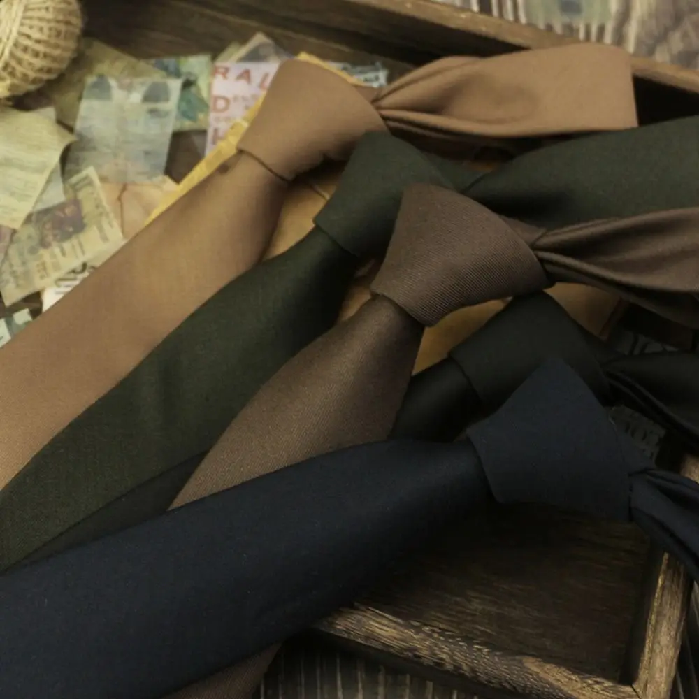 Solid Color Neck Tie Adjustable Cotton Elegant Men's Necktie Retro Color Apparel Accessories Business Suit Accessories