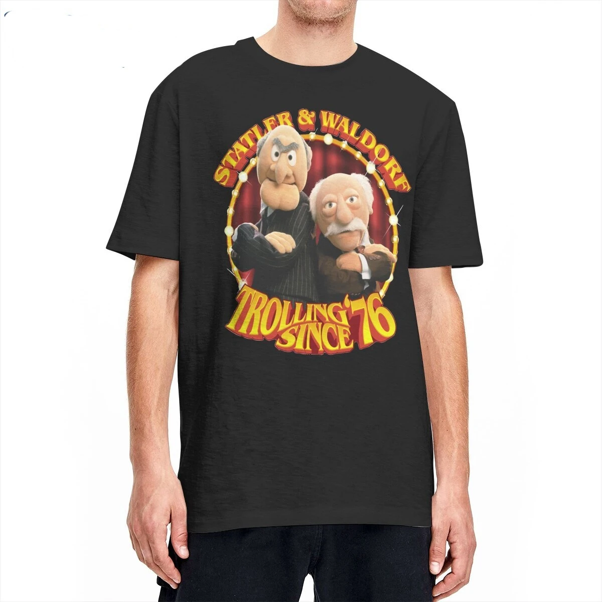 T-Shirts Trolling 76 Since Statler And Waldorf Muppet Show T Shirts for Men Cotton Tee Shirt Short Sleeve Clothes Party