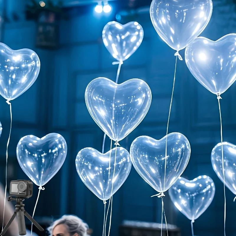 20 transparente herzförmige Latexballons – perfekt für den Valentinstag, Geburtstage, Hochzeiten, Jubiläumsveranstaltungen – Detail 4