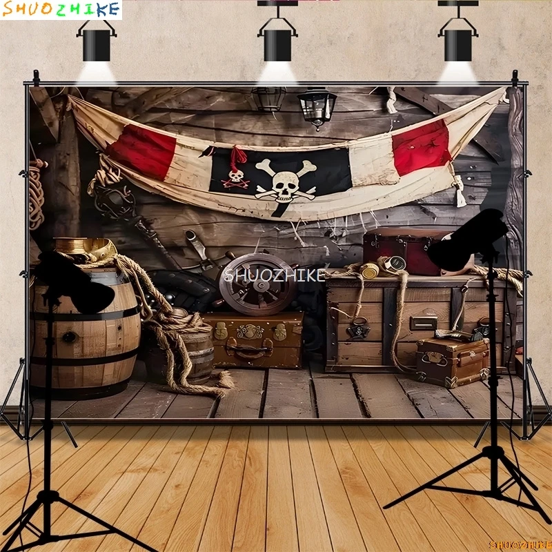 Retro Pirate Treasure Map Backdrop for Photography Nautical Island Background  Birthday Party  Boys Portrait Photo Props DS-12