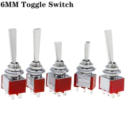 1pc 6mm Flat Handle Panel Mount Mini Toggle Switch Locking Momentary 3/6Pins 2/3 Positions ON OFF ON RC Model Remote Controlller