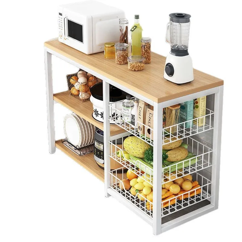 

Kitchen Multifunctional Shelf Floor-to-ceiling Vegetable Cutting Table Workbench Multi-layer Microwave Oven Pot Storage Rack