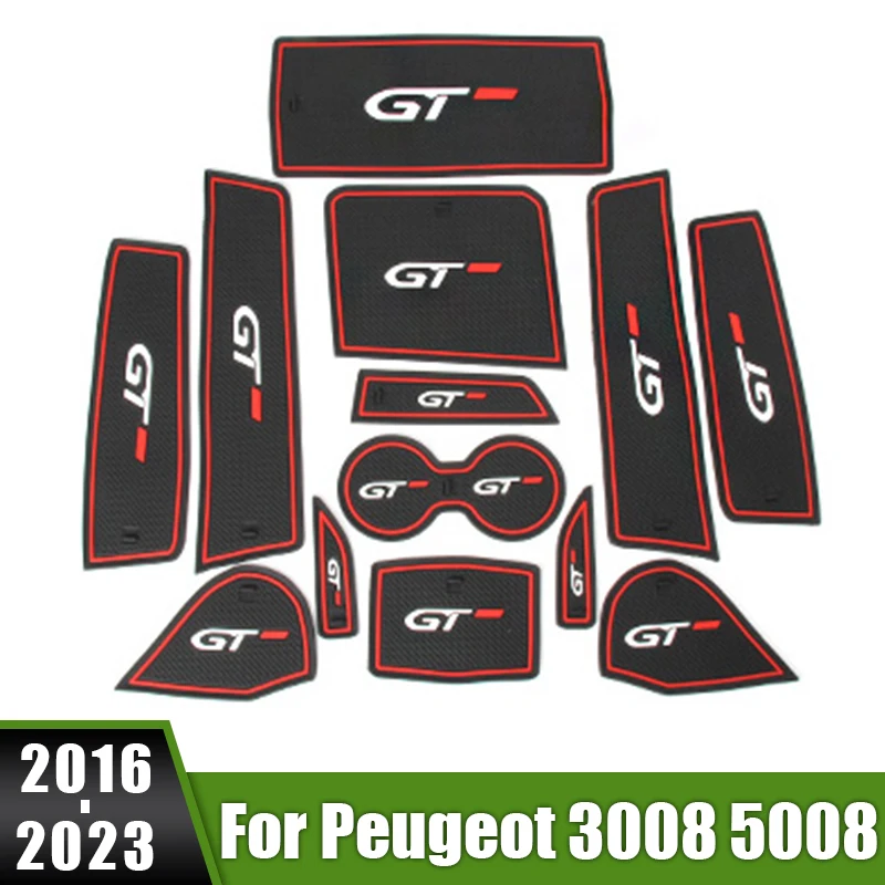 

For Peugeot 3008 5008 GT Hybrid 2016 2017 2018 2019 2020 2021 2022 2023 Car Door Groove Mat Anti-Slip Dust-Proof Gate Slot Pads