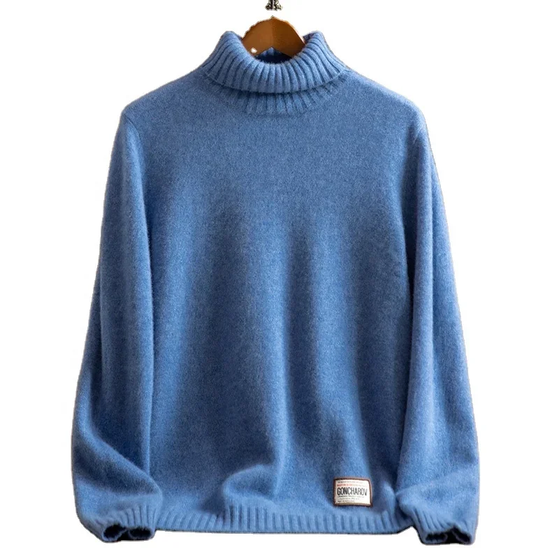 Thick 100% pure cashmere warm men's cashmere sweater high neck sweater