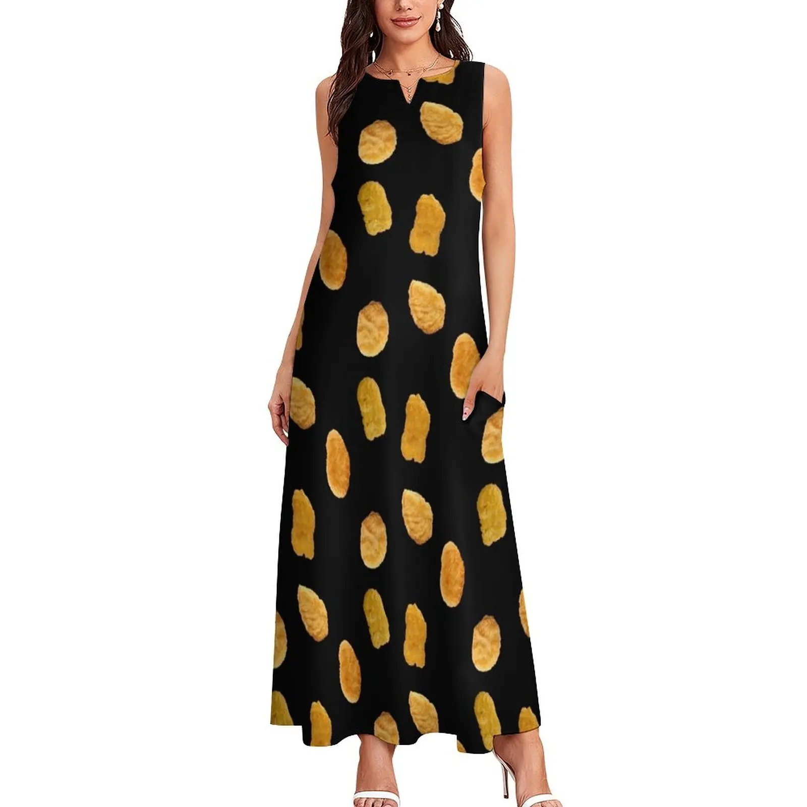 Chicken Nugget Pattern Long Dress evening dresses ladies women