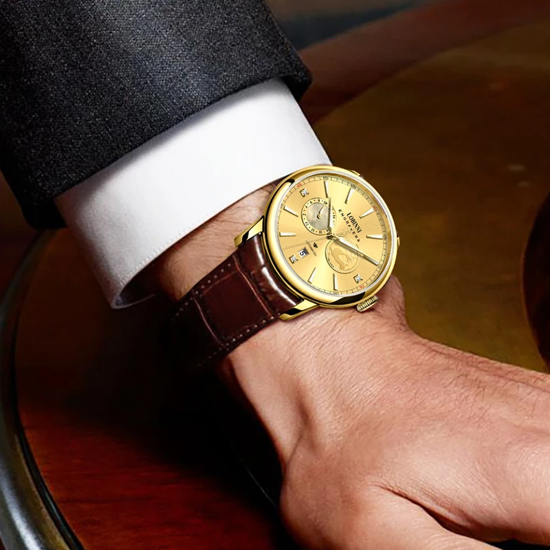 LOBINNI Elegant Style Automatic Watch for Man Waterproof Mens Gift Mechanical Wrist Watch Men