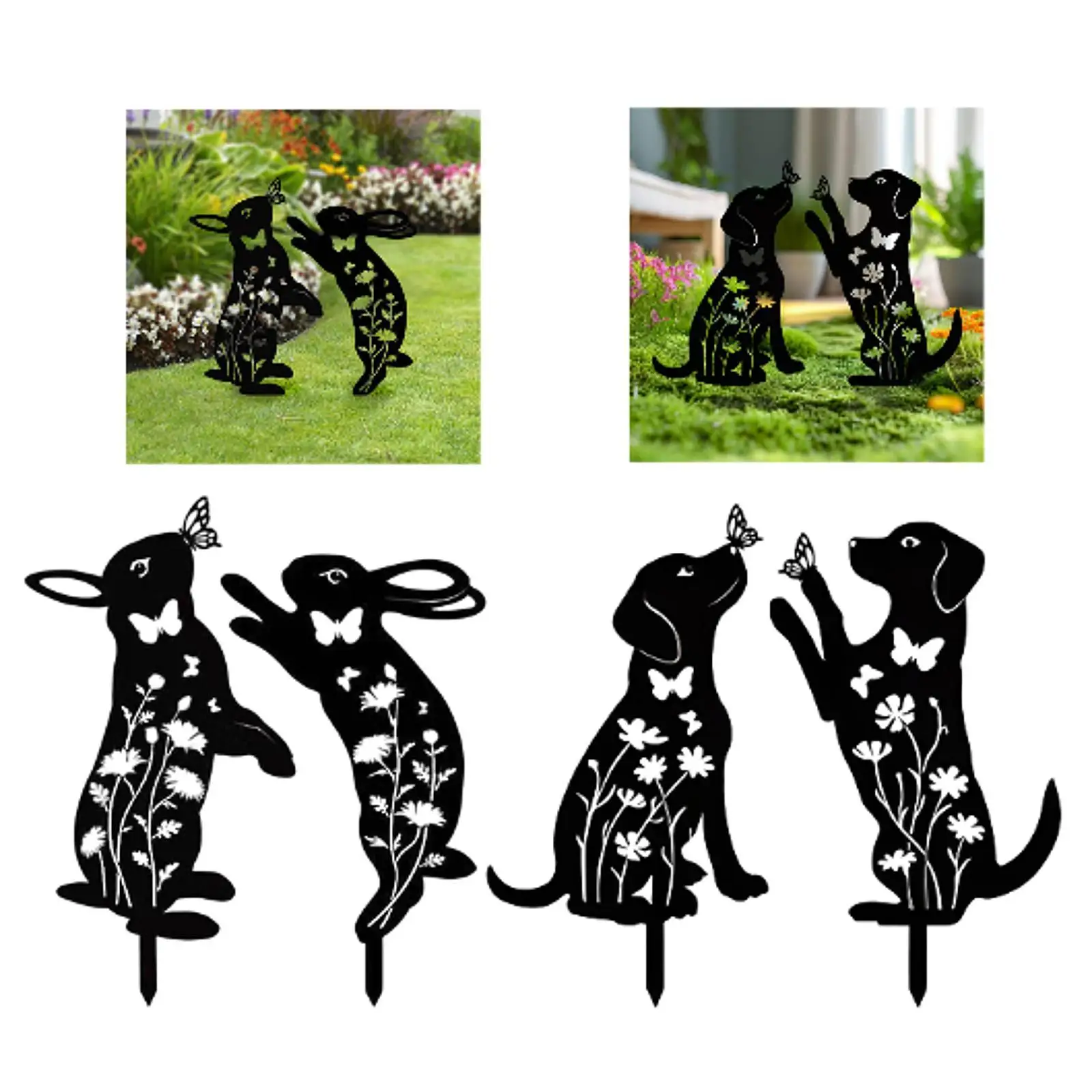 2 шт. декоративные садовые железные колья, украшение для газона, наружное украшение, силуэт двора, художественные декоры в виде животных для женщин, ограждение для мамы