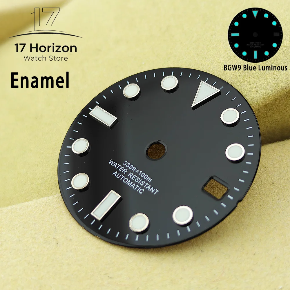 Custom Logo Watch Dials NH35 28.5mm For NH35 NH36 Blue Luminous Watch Hands Dial Calendar Customized Watch NH35 Face Accesso