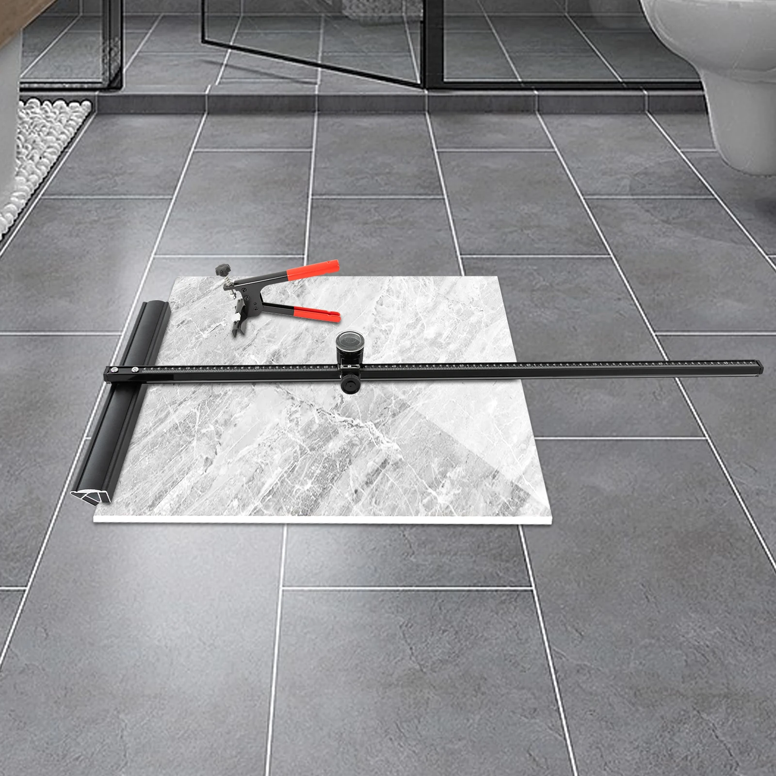 

T-Shaped Manual Tile Cutter Hand Tool Ceramic Floor Cutter with One Dividing Plier and Two Cutting Blades for Cutting Tiles Glas