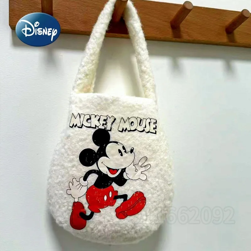 Disney Mickey New Plush Women's Handbag Cartoon Print Fashion Women's Shoulder Bag Casual Luxury Women's Bag High Quality