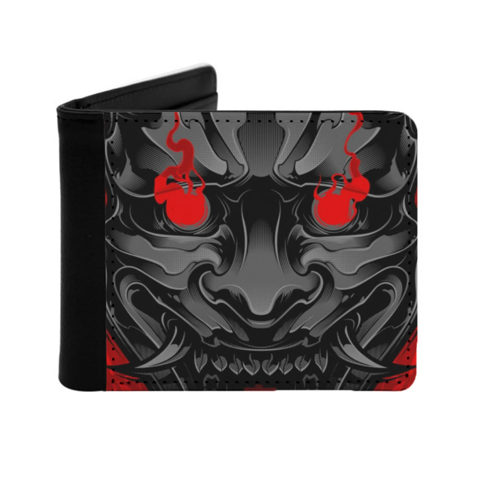 

Oni Demon Personalized Men's Leather Wallet Credit Card Pouch Purse Japan Oni Hannya Tattoo Irezumi Tebori Horror Demon Oni