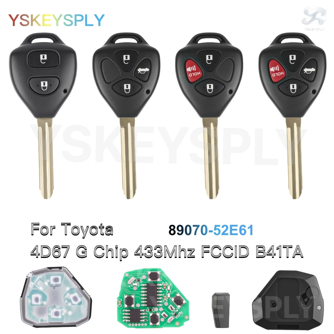 

Smart Key Proximity Key Fob For Toyota Yaris Fortuner Corolla Hilux Innova 433MHz 4D 67G Chip 2/3/4 Button