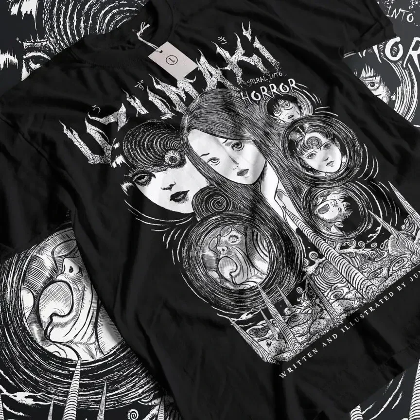 

Camiseta Junji Ito Uzumaki Horror Japón Guro chica divertida Anime regalo camisa todas las tallas ropa de Anime ropa de mujer