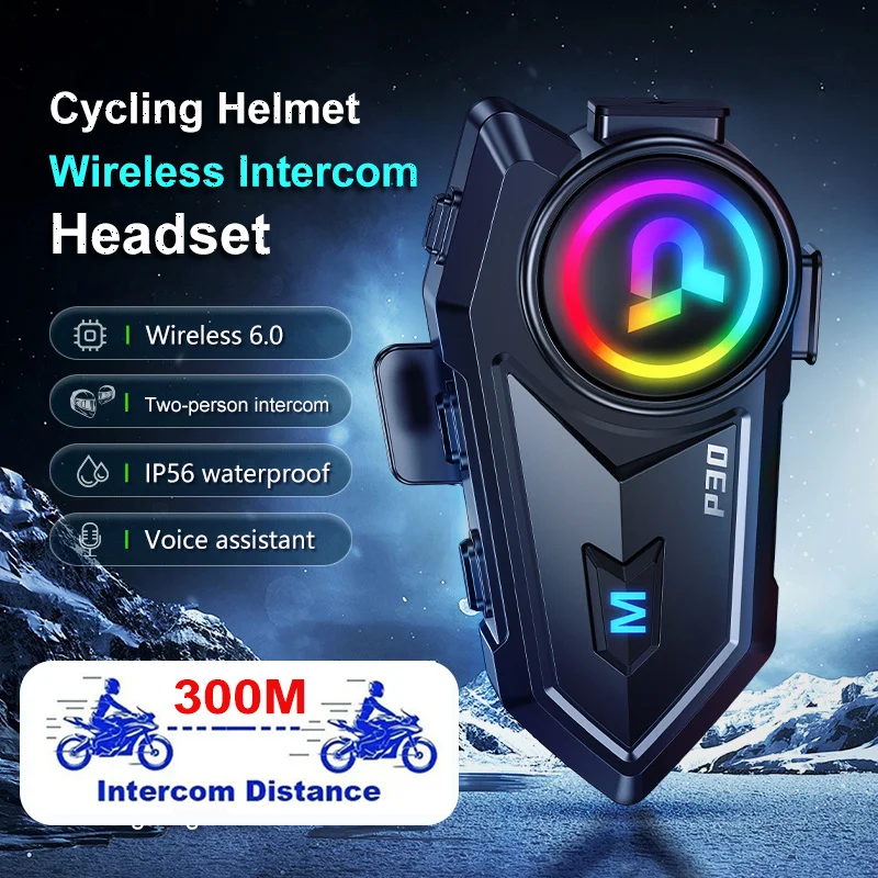 

1/2 шт. P30 мотоциклетный домофон, шлем, гарнитура 300 м, Bluetooth 6, беспроводной домофон, наушники, громкая связь, водонепроницаемый аккумулятор 1000 мАч