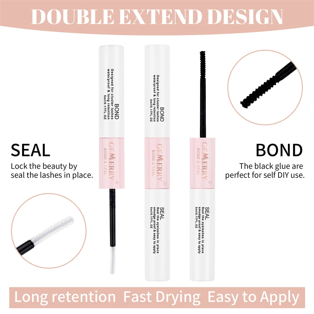 GEMERRY 10ml 2in1 Lash Bond&Seal Cluster Lash Glue for DIY Eyelash Extension Long Retention Waterproof Glue for Lash Clusters