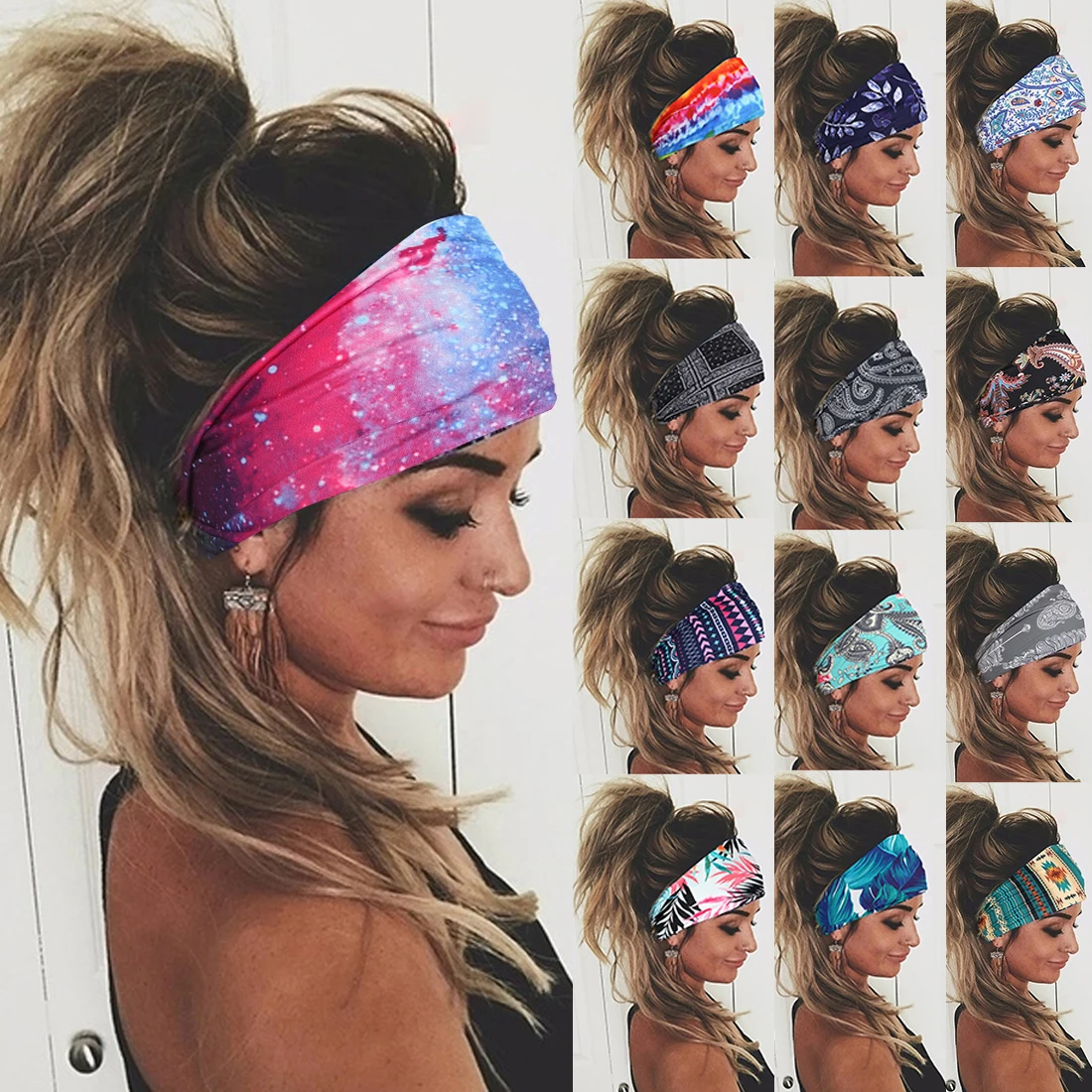 Tie Dye Ciclismo Esporte Yoga Suor Mulheres Headband Tafilete Para Homens Mulheres Yoga Faixas de Cabelo Cabeça Bandas Suor Esportes de Segurança