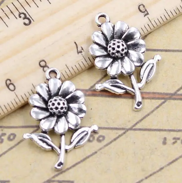 15PCS 27x20mm Tibetsilber Legierung Charm Sonnenblumen Anhänger für DIY Schmuck HWEF3633