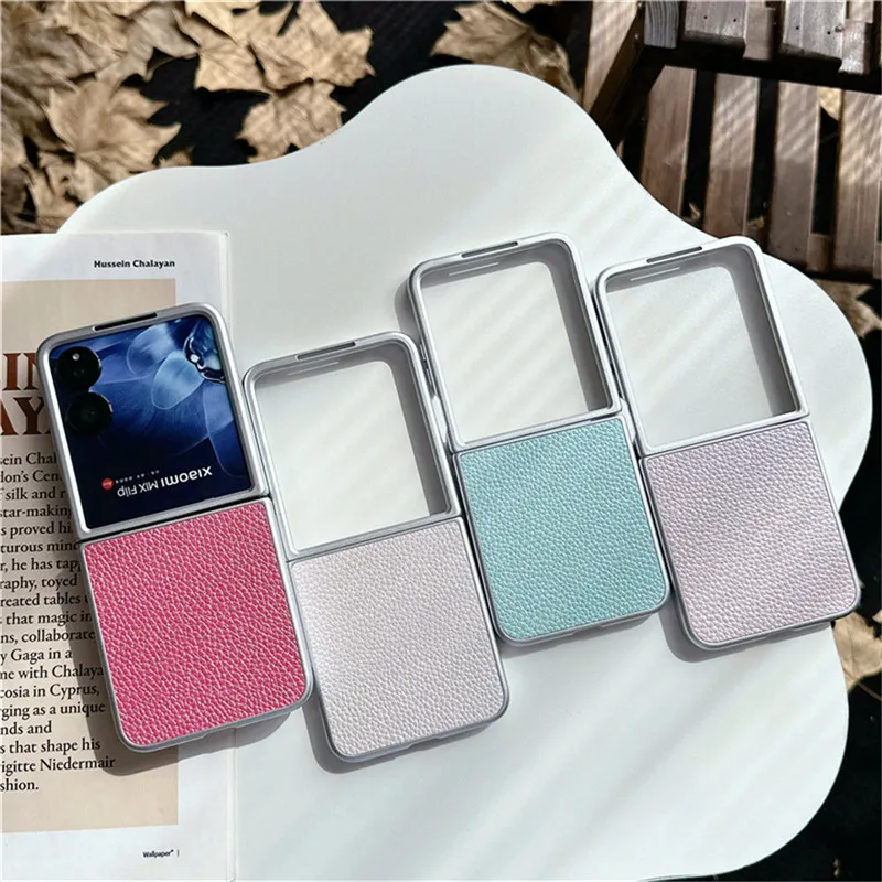 Fashion Lychee Pattern Plated PC Leather Case For Xiaomi Mix Flip Case Mix Flip Cover