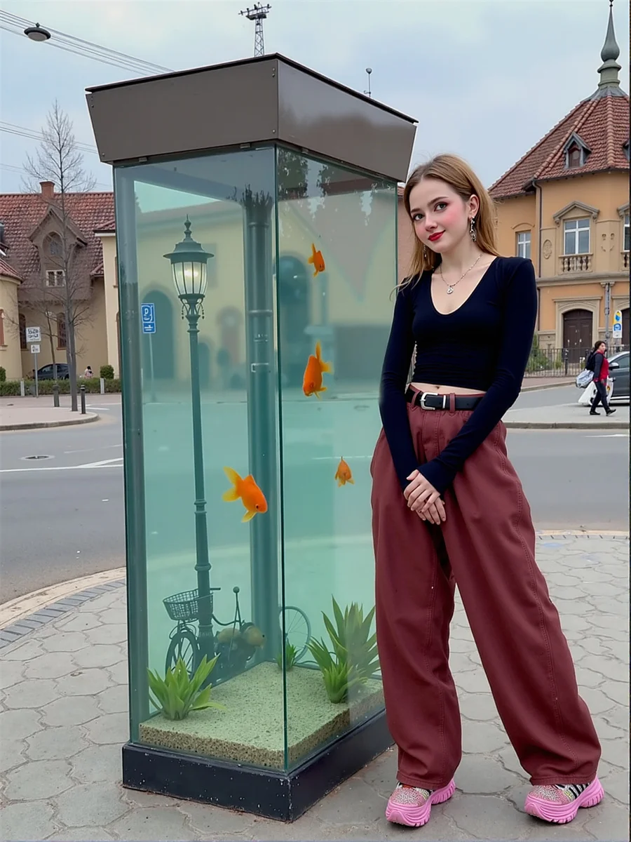 Floor Wide Leg Red High Waist Jeans Cloth For Woman Denim Pants Summer Women Spring Printed Straight-Fit Dancing Festival Casual