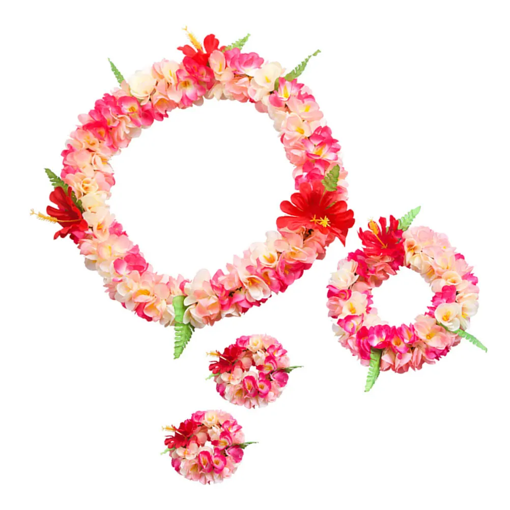 

4 Pcs Simulation Wreath Set Christmas Decorations Ornament Outdoor Hawaiian Headband Leis Banquet