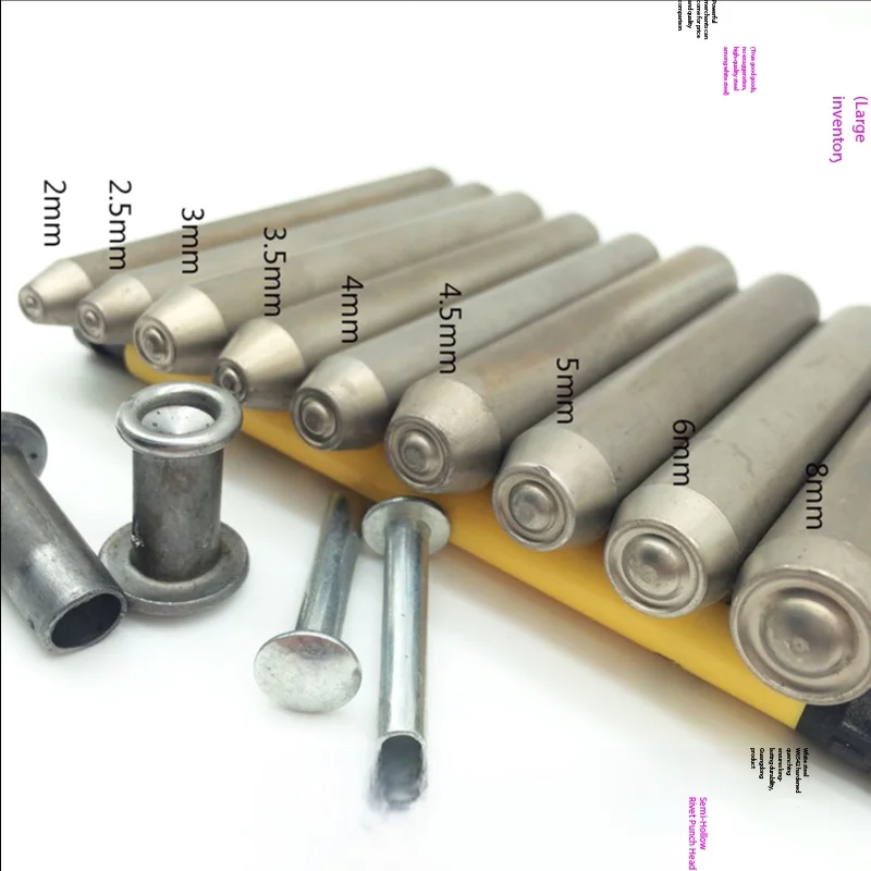 HSS Semi-Tubular Rivet Flanging Punch Set 2-8mm White Steel Crimping Mold Hand Knock Tool