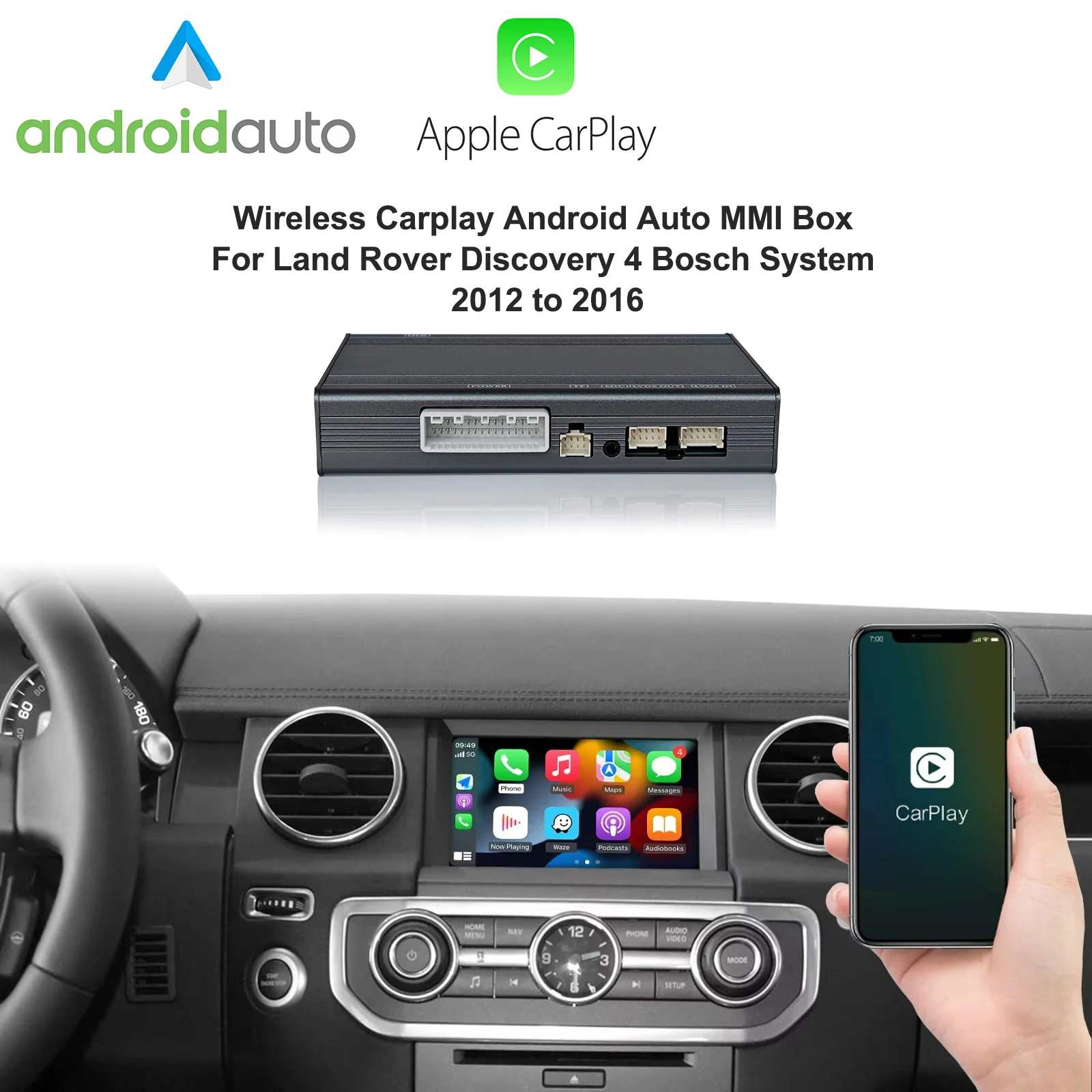 

Wireless Carplay Android Auto Interface Oem Screen Upgrade Module for Land Rover Discovery 4 Bosch System 2012-2016