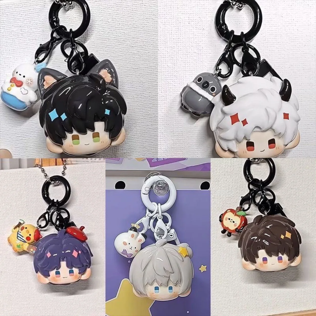 Game Love and Deepspace Keychain Xavier Zayne Rafayel Sylus Pendant Keychain Resin Doll Bag Pendant