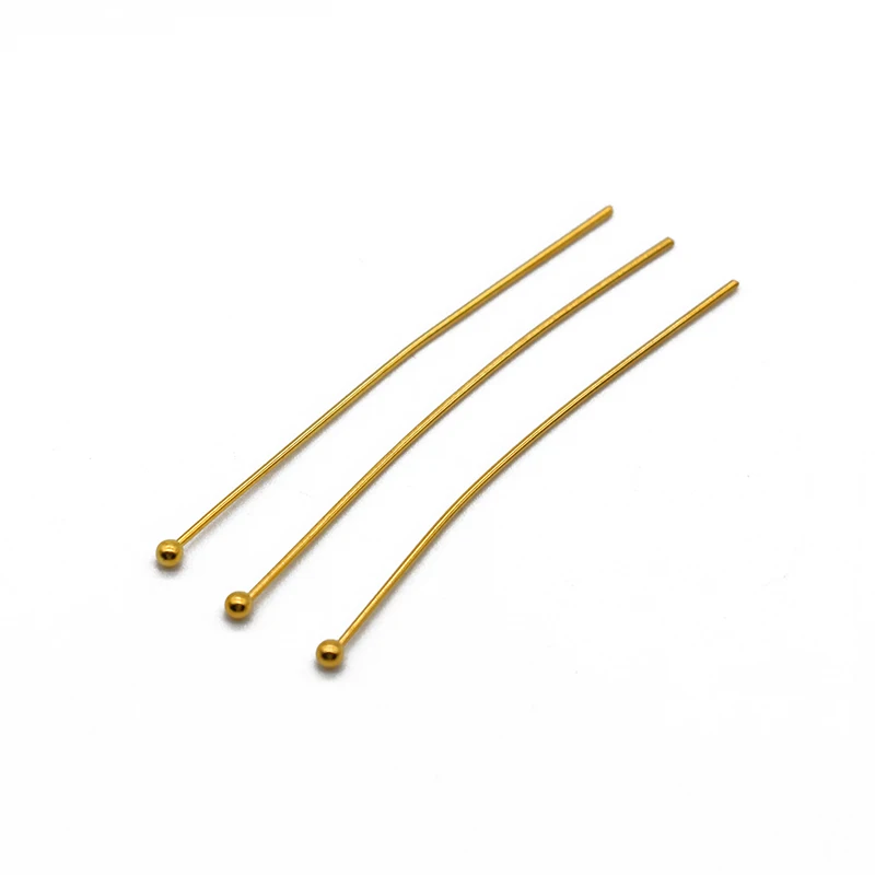 50pcs Gold Plated Stainless Steel Ball Pins 16mm 20mm 25mm 30mm 35mm 40mm Bead Pins for DIY Earrings Jewelry Making Findings