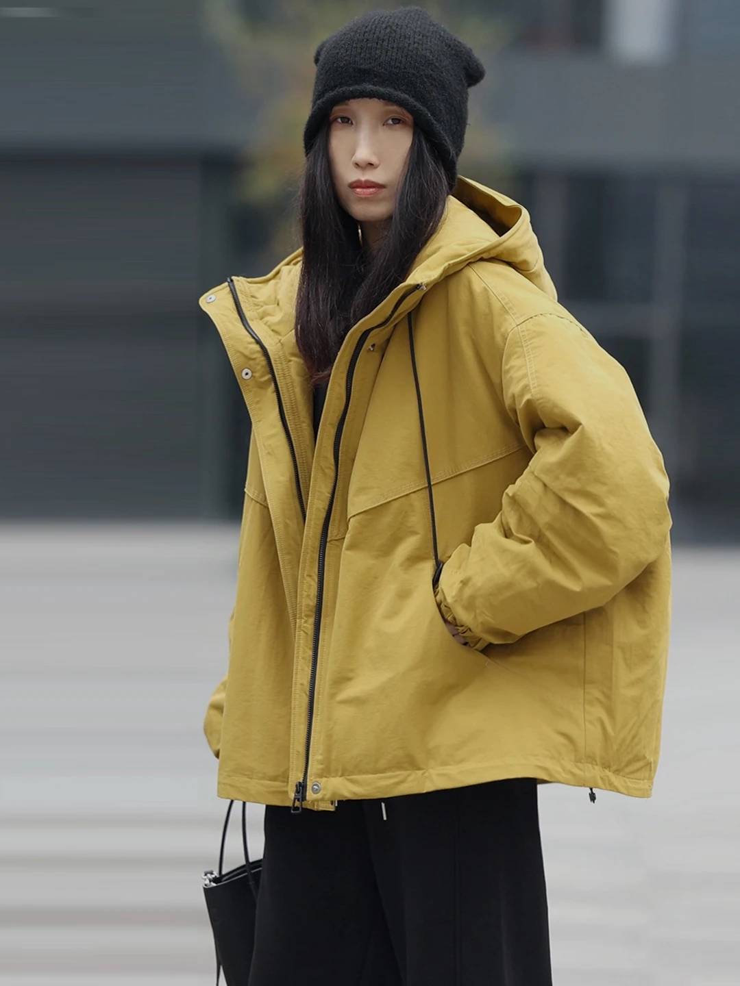 

Свободное женское пальто с капюшоном Jaet, желто-коричневое спортивное повседневное пальто с хлопковой подкладкой, модное длинное пальто на молнии с застежкой-молнией све